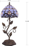 Werfactory® Tiffany Night Light with 8" Stained Glass Baroque Style Shade 19" Tall Farmhouse Luxury Metal Leaf Accent Table Lamp