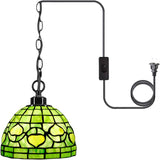 Werfactory® Small Tiffany Style Plug in Pendant Light Mini Stained Glass Chandelier