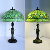 Werfactory® Tiffany Lamp Green Stained Glass Table Lamp W16H24 Inch Bedside Nightstand