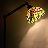 Werfactory® Torchiere Tiffany Floor Lamp Stained Glass Dragonfly Arched Gooseneck Lamp