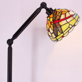 Werfactory® Torchiere Tiffany Floor Lamp Stained Glass Dragonfly Arched Gooseneck Lamp