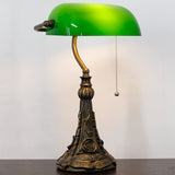 Werfactory® Banker Lamp Tiffany Desk Lamp Green Stained Glass Table Lamp