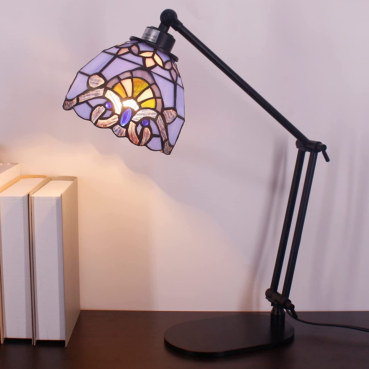 Werfactory® Tiffany Swing Arm Lamp Adjustable Stained Glass Lamp Baroque