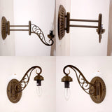 WERFACTORY Tiffany Wall Sconce Lamp W8L19 Inch Swing Arm Up Down Light Tulip Flower Stained Glass Shade S030 Living Room Bedroom Office Study Antique Metal