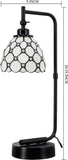 Werfactory® Tiffany Lamp W6H20 Inch White Bead Stained Glass Table Lamp