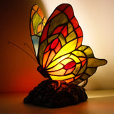 Werfactory® Tiffany Butterfly Lamp Cute Small Fairy Flying Wings Colorful Stained Glass Warm Light