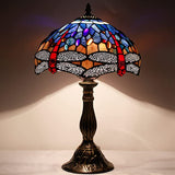 12 inch  Blue Red Stained Glass Dragonfly Lampshade Only Werfactory®  Fit for Tiffany Table Lamp