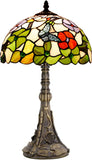 Werfactory® Tiffany Table Lamp W12H19 Inch Stained Glass Antique Butterfly Style Light