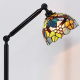 Werfactory® Torchiere Tiffany Floor Lamp Stained Glass Grape Arched Gooseneck Reading Light