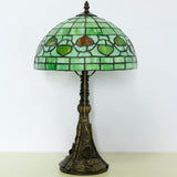 Werfactory® Tiffany Style Table Lamp W12H19 inch Green Stained Glass Antique Light