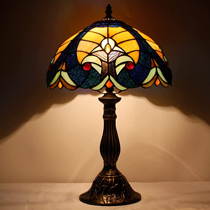 12 inch Blue Yellow Liaison Stained Glass Lampshade Only Werfactory®  Fit for Tiffany Table Lamp