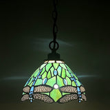 Werfactory® Tiffany Style Plug in Pendant Light Mini Stained Glass Dragonfly Chandelier