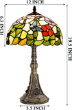 Werfactory® Tiffany Table Lamp W12H19 Inch Stained Glass Antique Butterfly Style Light