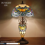 12 inch Blue Lotus Stained Glass Lampshade Only Werfactory®  Fit for Tiffany Table Lamp