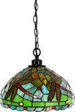 Werfactory® Tiffany Pendant Light 12 Inch Red Dragonfly Style Stained Glass Hanging Lamp
