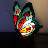 Werfactory® Tiffany Butterfly Style Table Lamp Blue Stained Glass Desk Night Light