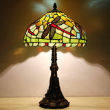 Werfactory® Tiffany Table Lamp Green Yellow Stained Glass Dragonfly Style Handmade Reading Lamp