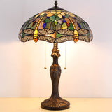 Werfactory® Tiffany Table Lamp 24 Inch High Stained Glass Dragonfly Style Reading Lamp