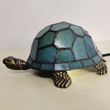 Werfactory® Tortoise Tiffany Style Turtle Lamp Blue Stained Glass Table Lamp