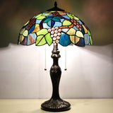 Werfactory® Tiffany Table Lamp Green Stained Glass Grapes Style Handmade Reading Lamp