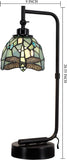 Werfactory® Tiffany Lamp W6H20 Inch Sea Blue Dragonfly Stained Glass Table Lamp