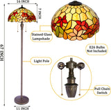 Werfactory® Tiffany Floor Lamp W16H70 Inch Stained Glass Flower Style Reading Lamp