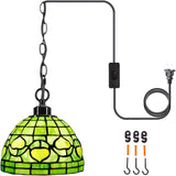 Werfactory® Small Tiffany Style Plug in Pendant Light Mini Stained Glass Chandelier