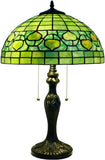 Werfactory® Tiffany Lamp Green Stained Glass Table Lamp W16H24 Inch Bedside Nightstand