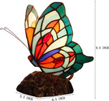 Werfactory® Tiffany Butterfly Style Table Lamp Blue Stained Glass Desk Night Light