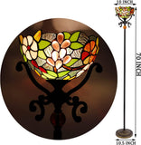 Tiffany Floor Lamp Stained Glass Torchiere Light Grape Rose Standing Pole Corner Uplight Antique Style