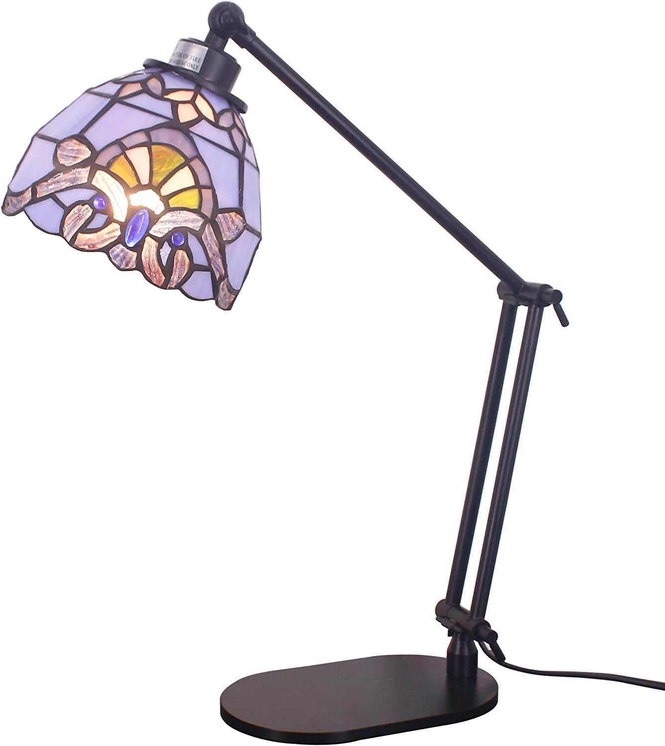 Werfactory® Tiffany Swing Arm Lamp Adjustable Stained Glass Lamp Baroque
