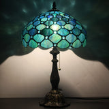 Tiffany Table Lamp Werfactory® W12H19 Inch Blue Stained Glass Lamp