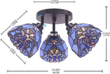 WERFACTORY Tiffany Lamp Sea Blue Stained Glass Dragonfly Style Desk Reading Light