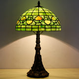 Werfactory® Tiffany Style Table Lamp W12H19 inch Green Stained Glass Antique Light