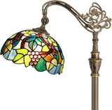 Werfactory® Tiffany Floor Lamp Stained Glass Grape Arched Gooseneck Reading Light