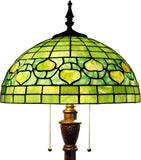 Werfactory® Tiffany Floor Lamp W16H70 Inch Green Stained Glass Apple Style Reading Lamp
