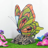Werfactory® Tiffany Butterfly Lamp Cute Small Fairy Flying Wings Colorful Stained Glass Warm Light