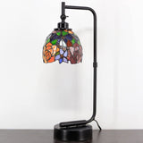 Werfactory® Small Tiffany Lamp W6H20 Inch Red Yellow Rose Stained Glass Table Lamp