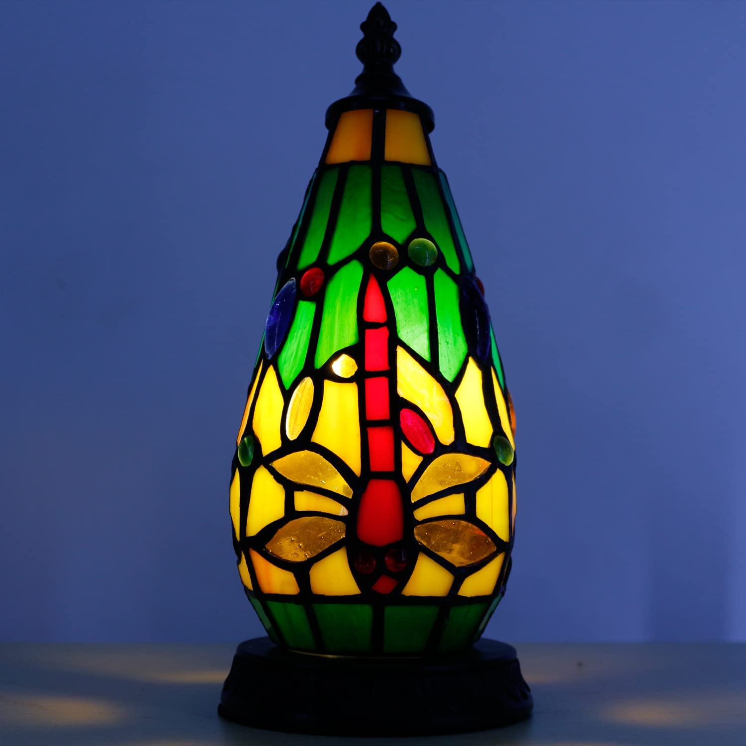Werfactory® Tiffany Table Lamp Lighthouse Stained Glass Christmas Tree Dragonfly Light