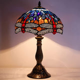 12 inch  Blue Red Stained Glass Dragonfly Lampshade Only Werfactory®  Fit for Tiffany Table Lamp