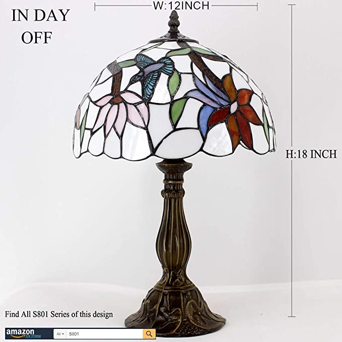 12 inch Hummingbird Stained Glass Lampshade Only Werfactory®  Fit for Tiffany Table Lamp