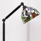 Werfactory® Torchiere Tiffany Floor Lamp Stained Glass Butterfly Arched Gooseneck Reading Light