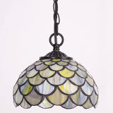 Werfactory® Tiffany Pendant Light with W8H7 Inch Green Stained Glass Shade Hanging Lamp