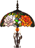 Werfactory® Tiffany Floor Lamp Red Rose Stained Glass Floor Lamp Tiffany Standing Lamp