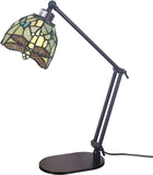 Werfactory®Tiffany Swing Arm Desk Lamp Sea Blue Stained Glass Dragonfly