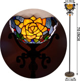 Tiffany Floor Lamp Stained Glass Red Rose Torchiere Light W10H70 Inch Antique Style