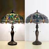 Werfactory® Tiffany Table Lamp 24 Inch High Stained Glass Dragonfly Style Reading Lamp