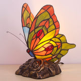 Werfactory® Tiffany Butterfly Lamp Cute Small Fairy Flying Wings Colorful Stained Glass Warm Light