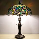 Werfactory® Tiffany Table Lamp 24 Inch High Stained Glass Dragonfly Style Reading Lamp