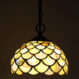 Werfactory® Tiffany Pendant Light with W8H7 Inch Green Stained Glass Shade Hanging Lamp